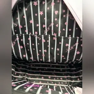 Luv Betsey Johnson Women\'s Quilted Black & Pink Striped Vienna Backpack w/ Chain Luv betsey johnson quilted - Gem main image 4